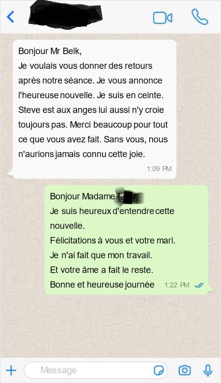 Témoignage client magie noire WhatsApp